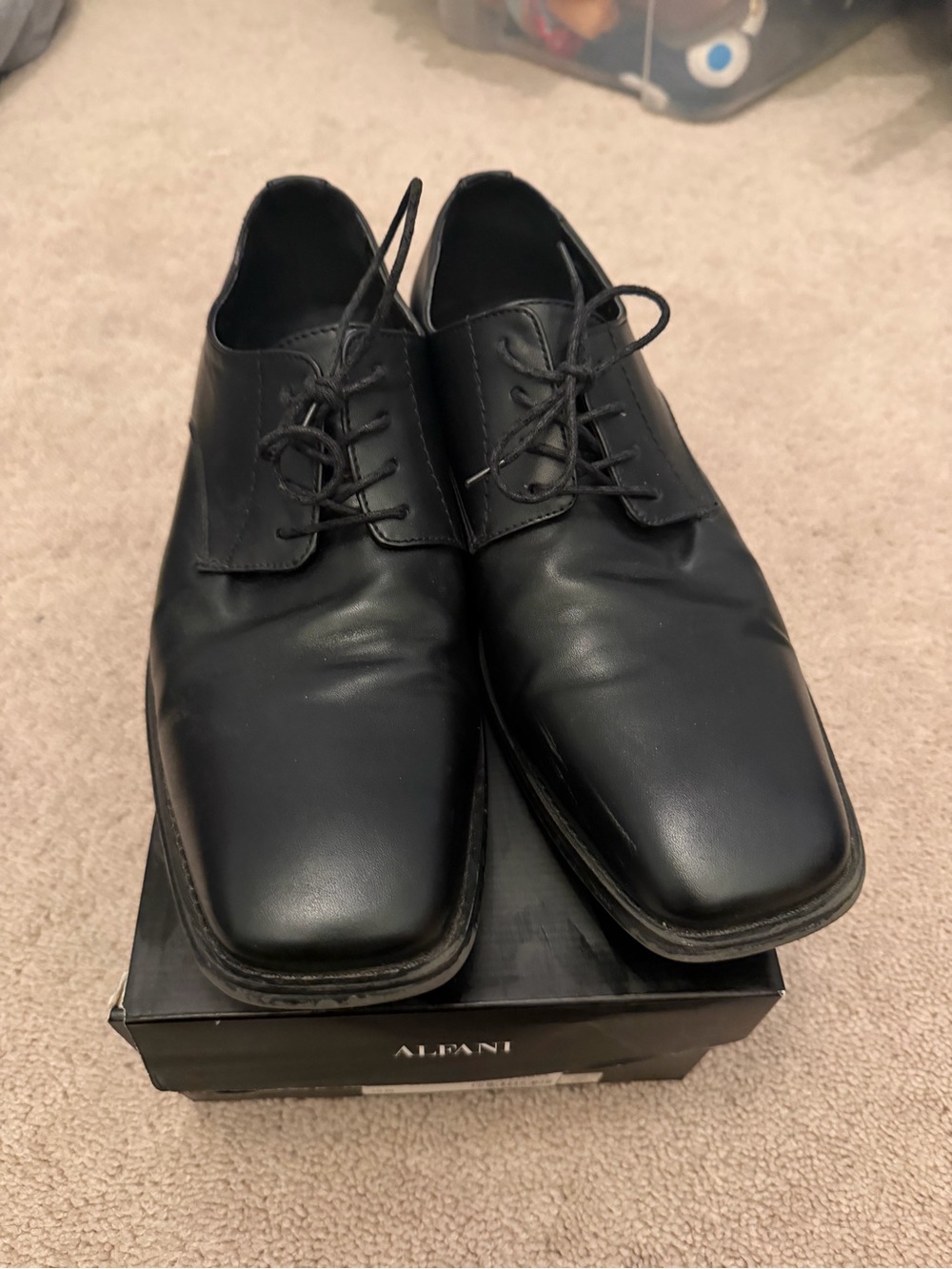 Alfani Black Leather Lace-Up Oxford Dress Shoes